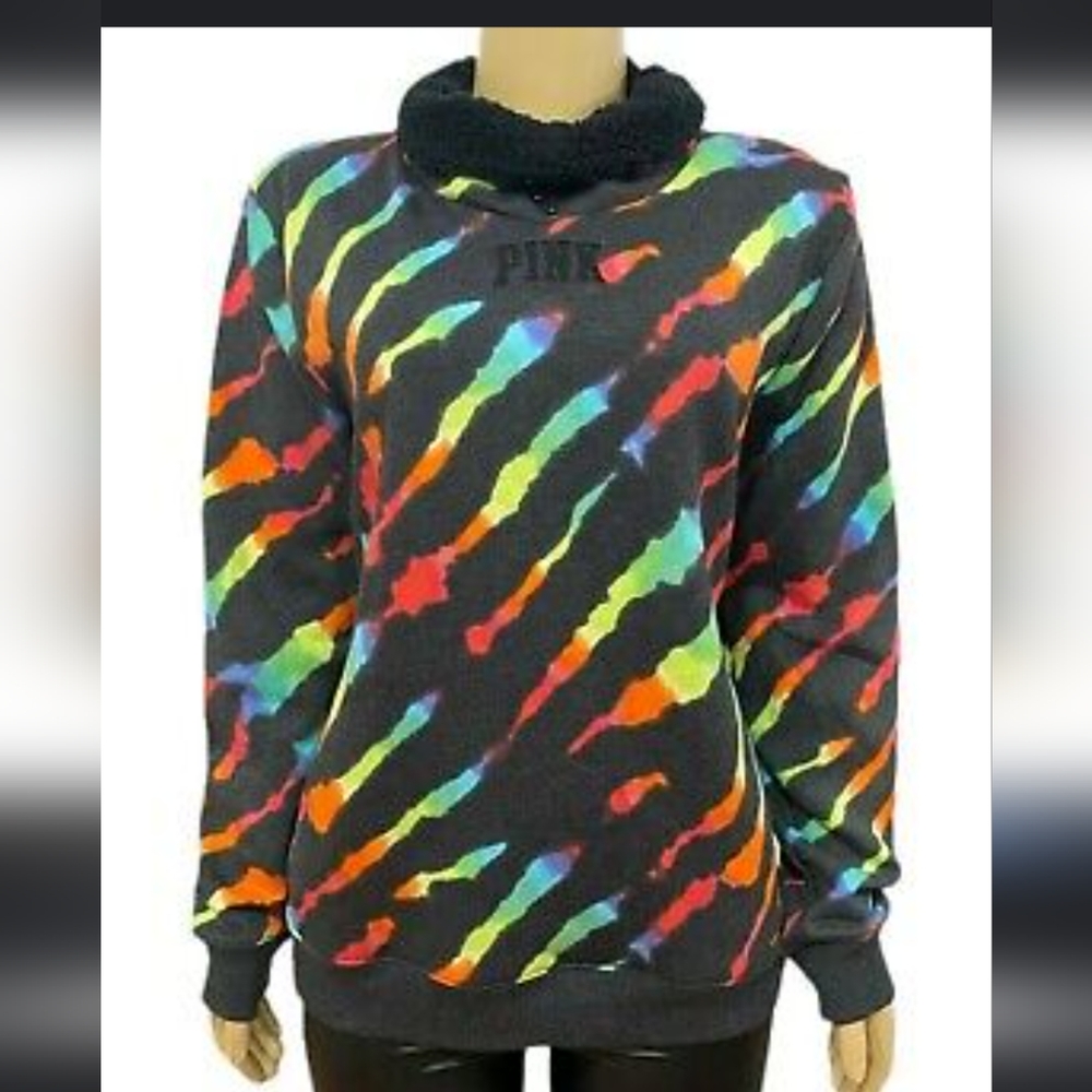 Victoria Secret Pink Tie Dye Sherpa Pullover